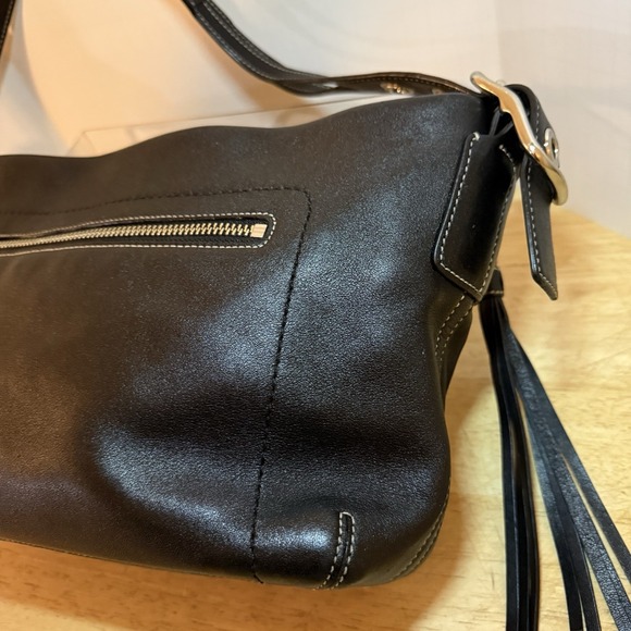 Vintage COACH 1417 Black Leather East West Legacy Shoulder Bag Tassel Silver - Picture 16 of 16